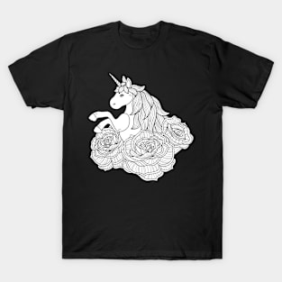 Vintage Unicorn Flower Sketch T-Shirt